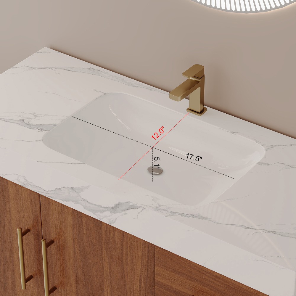 36in Free-Standing Bathroom Vanity Seamless Ceramic Sink & Sintered Stone Top