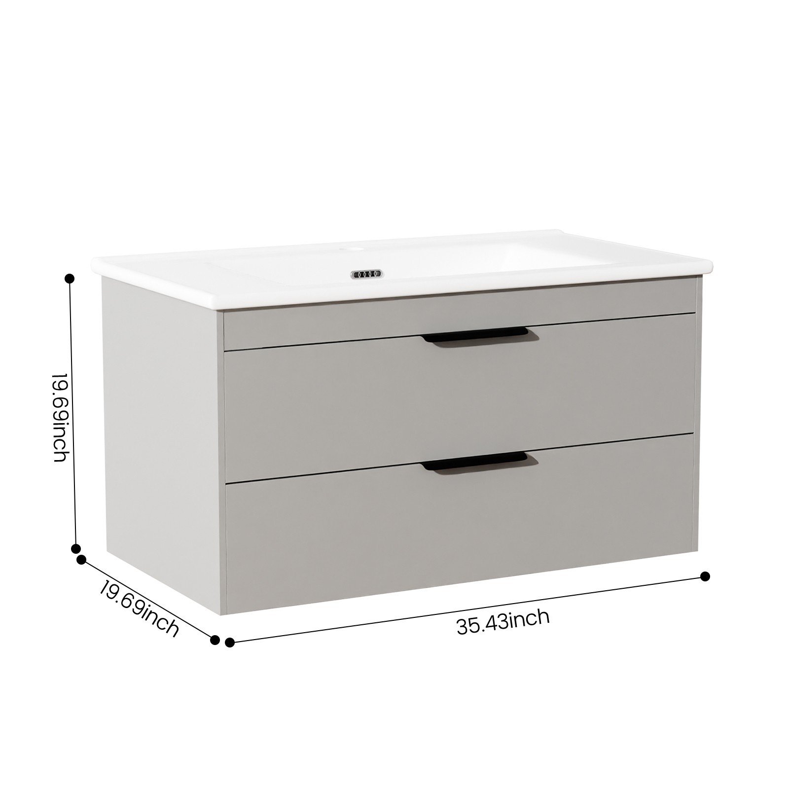 36 Inch Bathroom Vanity with Sink, Floating Bathroom Vanities with Sink