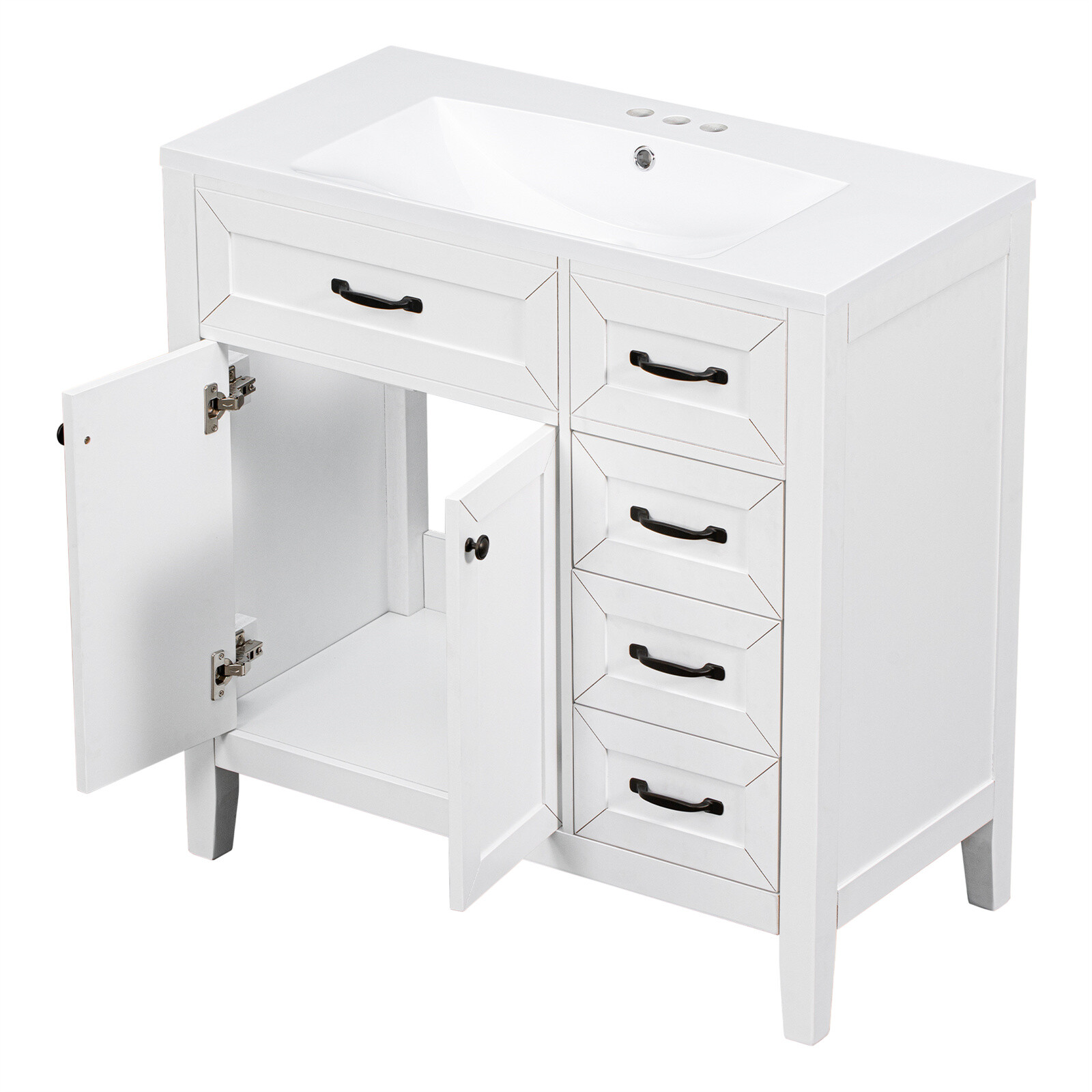 36″ Bathroom Vanity with Sink Combo Solid Wood Bathroom Cabinet Set with Drawers