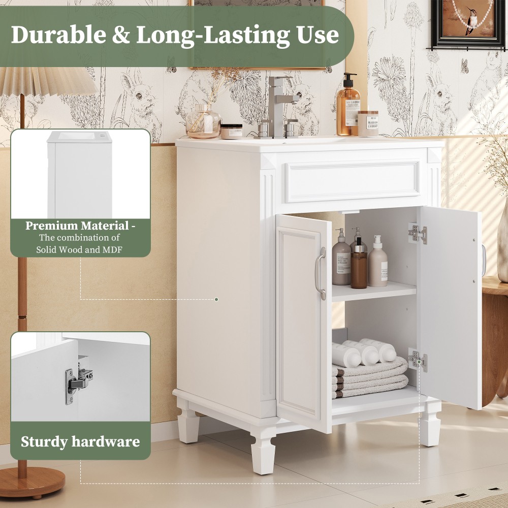 Bathroom Vanity W Top Sink 2 Soft Closing Doors Adjustable Shelf