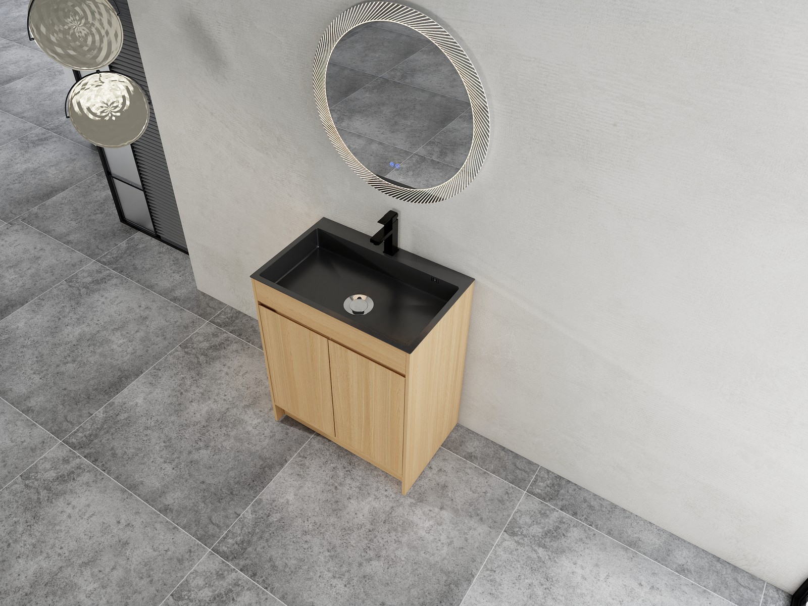 28″ Freestanding Bathroom Vanity/Laundry Utility Cabinet Stainless Steel Sink