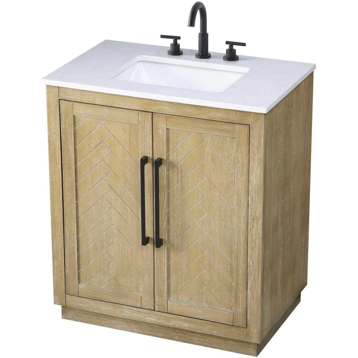 Elegant Lighting VF29030LO Chase 30 X 34 inch Linen Oak Bathroom Vanity Cabinet