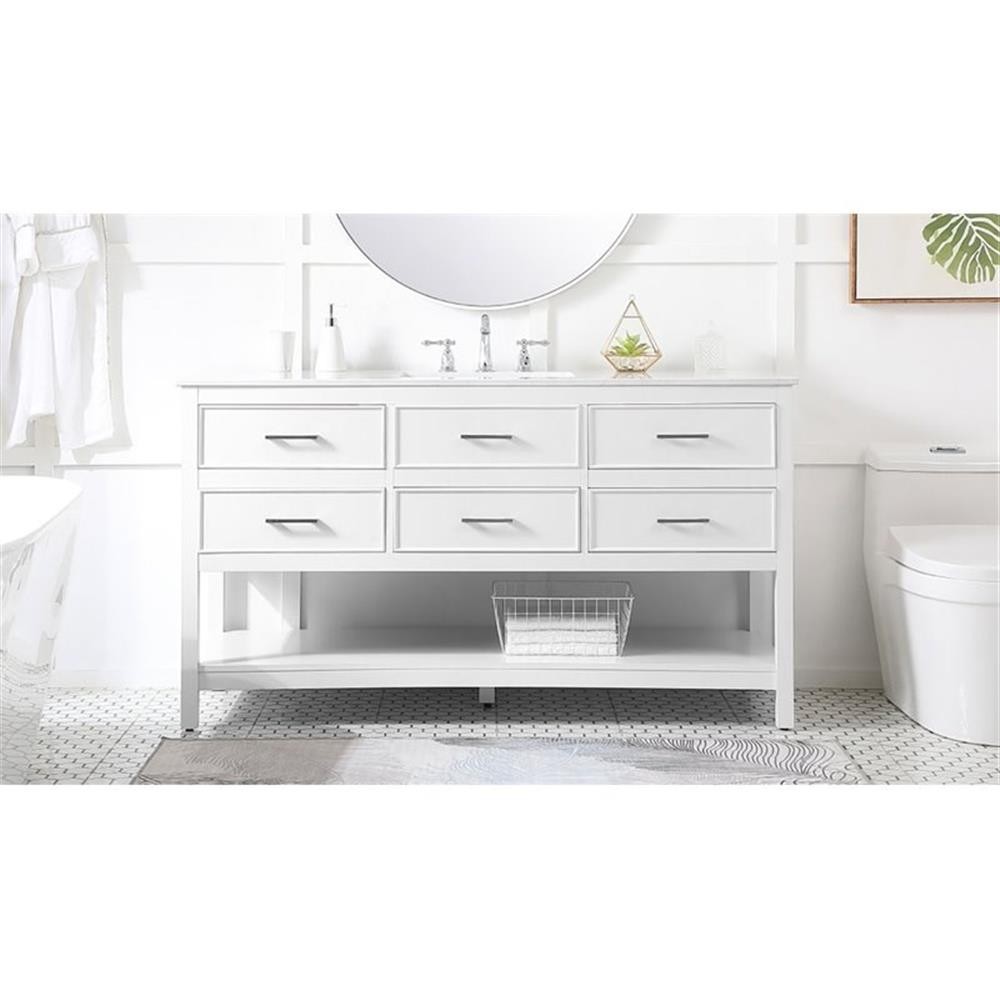 Elegant Decor Sinclaire 60″ Aluminum Alloy & MDF Single Bathroom Vanity in White