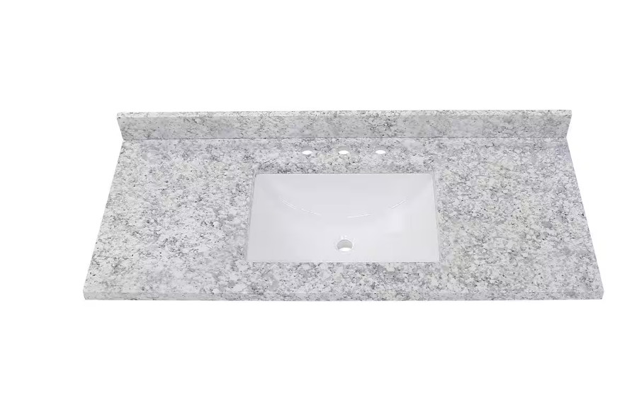 HDC 49 x 22 Cultured Marble White Rectangular Single Sink Vanity Top in Everest