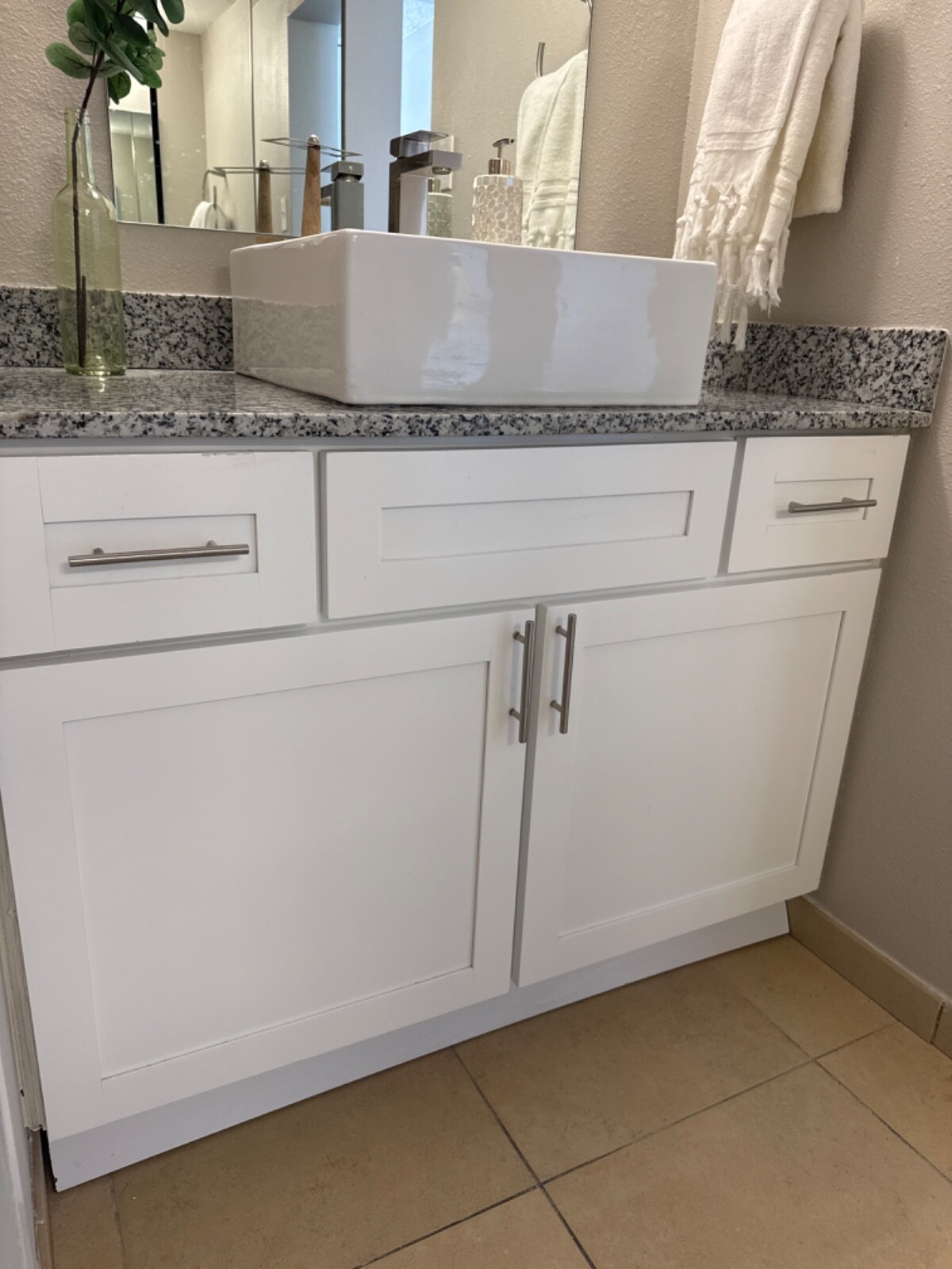 Bathroom Vanity White Storage Cabinet NO Sink & Faucet (23.5X45.5X7.7)