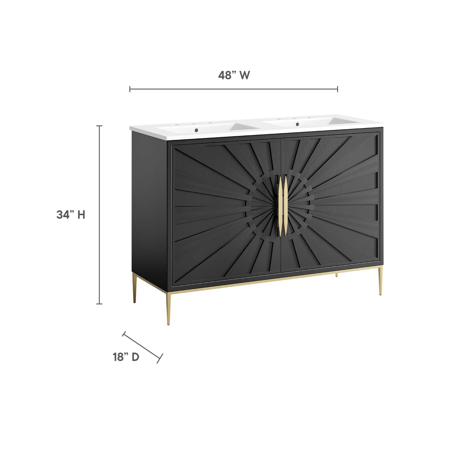 Modway Awaken 48″ Double Sink Bathroom Vanity in White Black