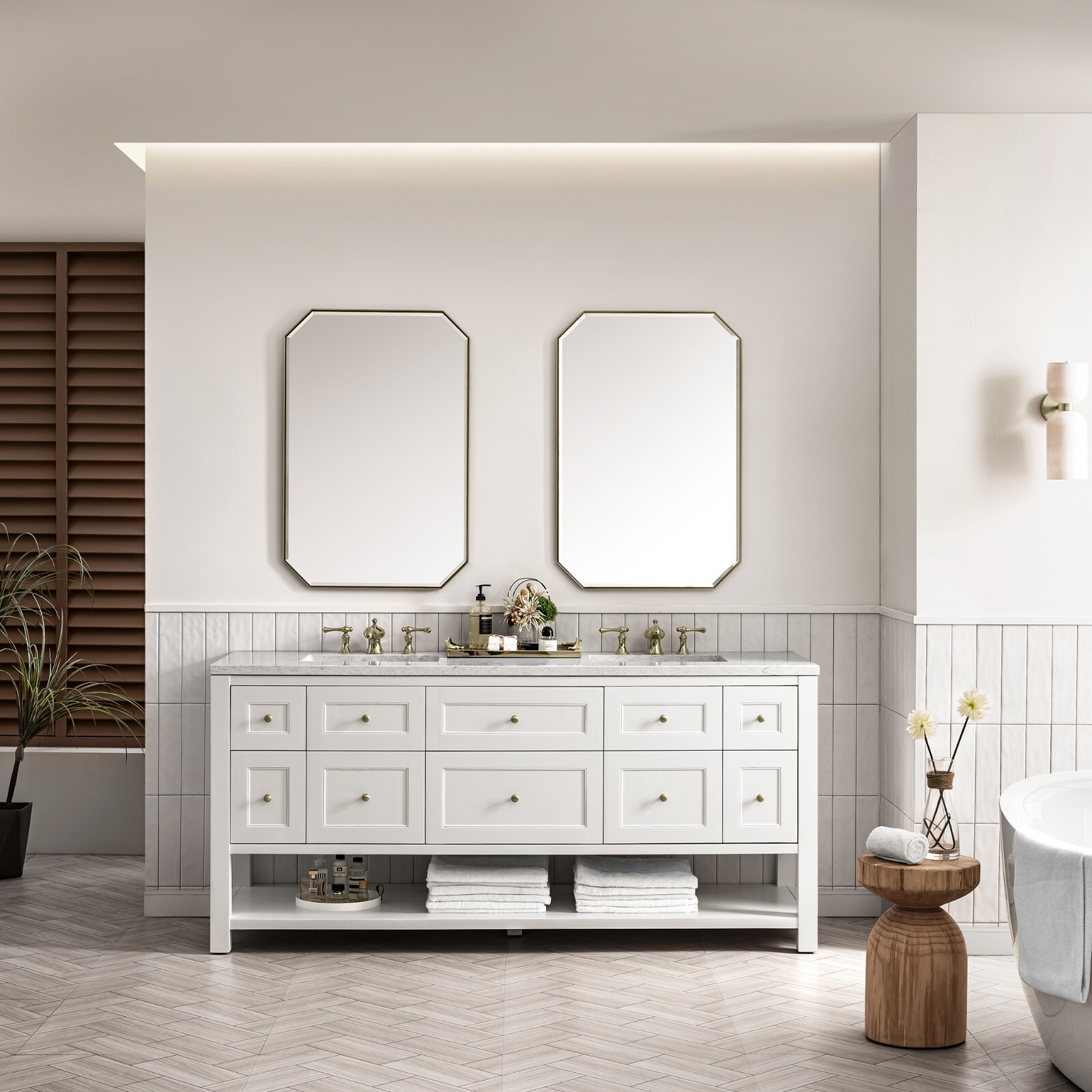 72in James Martin Breckenridge 330-V72-BW Double Vanity Base Only, Bright White