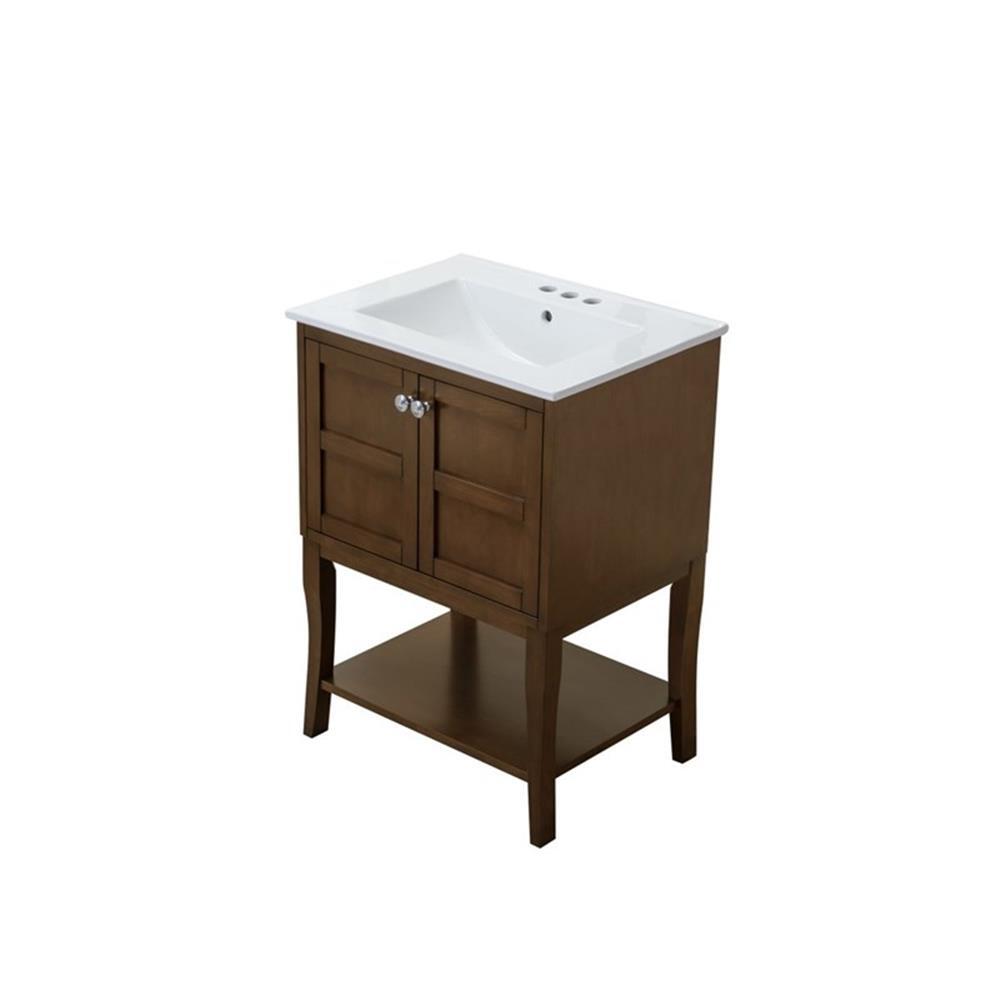 Elegant Decor Mason 24″ 2-Door Wood Single Bathroom Vanity in Antique Coffee