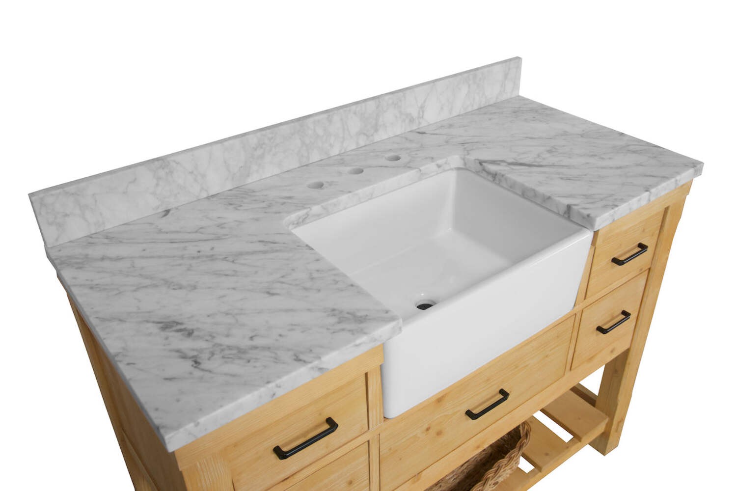 Charlotte 48-inch Farmhouse Vanity with Carrara Marble Top