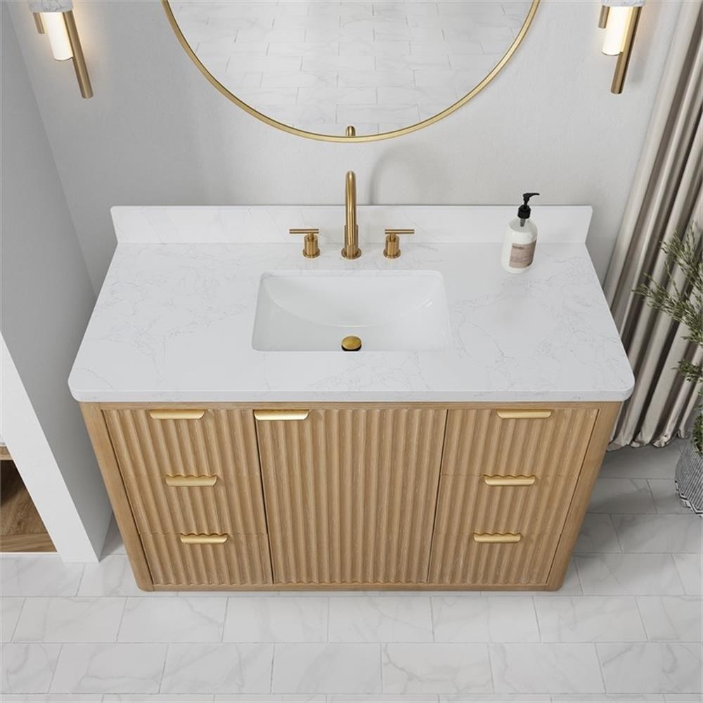 Pemberly Row 48″ Single Bath Vanity-Washed Ash Gray/Lightning White Composite