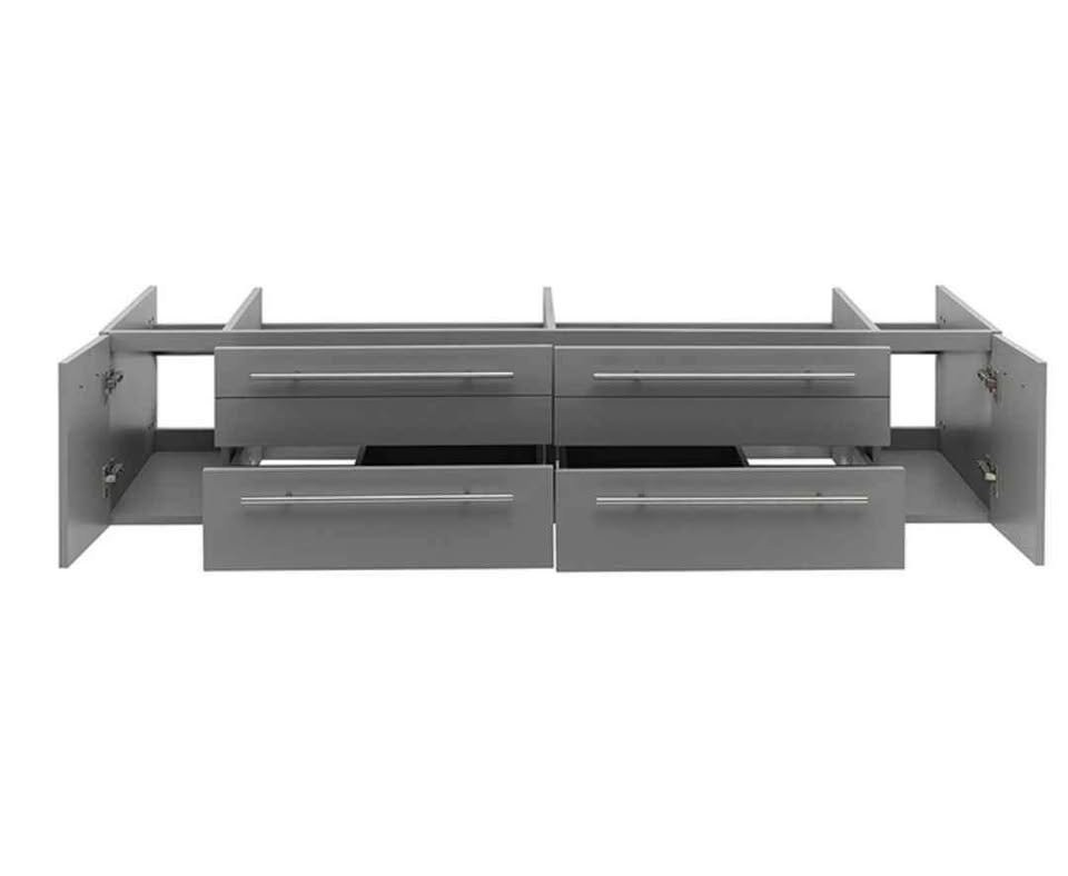 Lucera 72 in. Wall Mount Floating Double Bath Vanity Cabinet without Top Gray