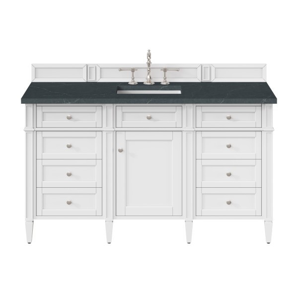 60″ James Martin Brittany 655-V60S-BW-3CSP Vanity Charcoal Soapstone Top