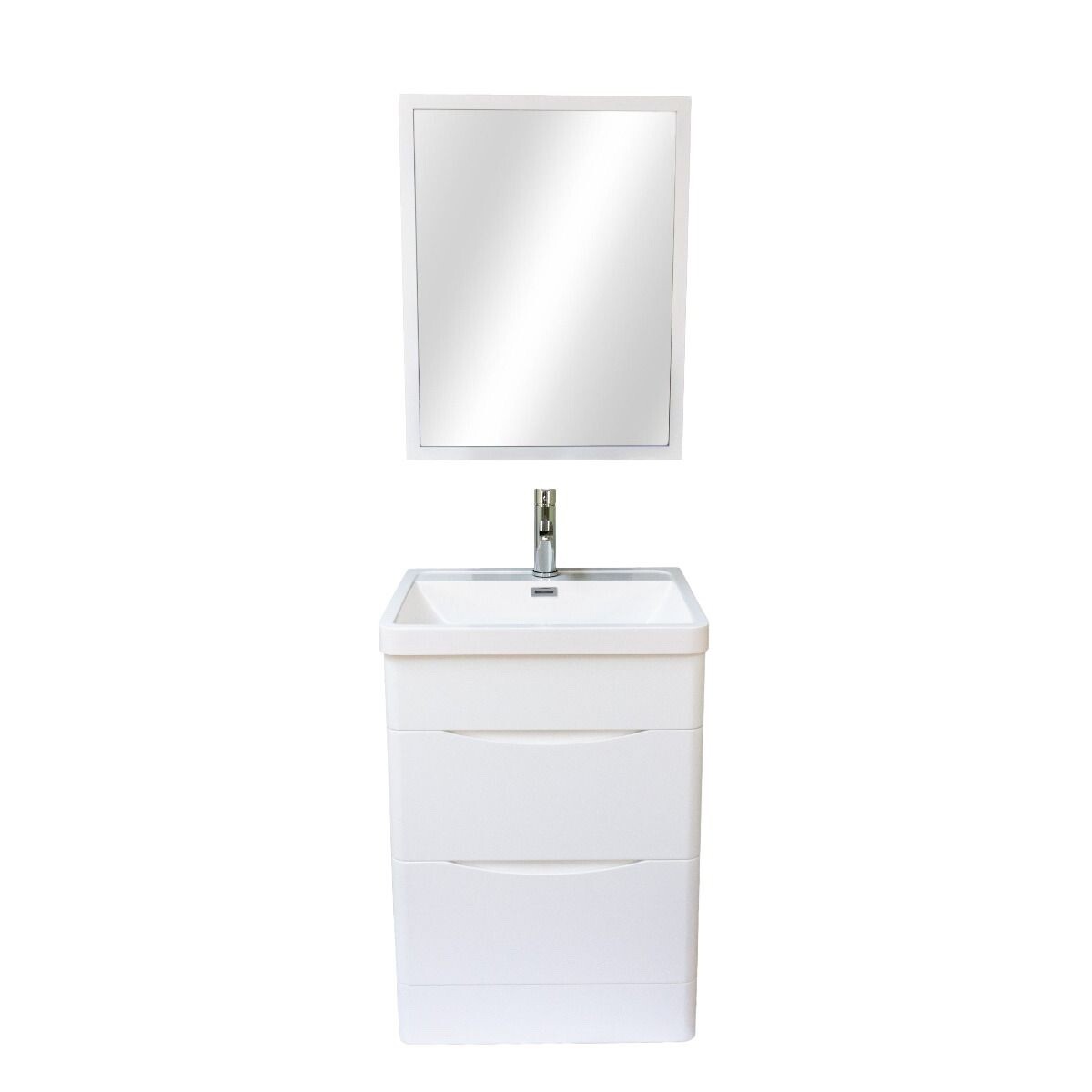 Stockholm 24″ W x 18″ D x 33″ H Bathroom Vanity in White with Ceramic Vanity Top