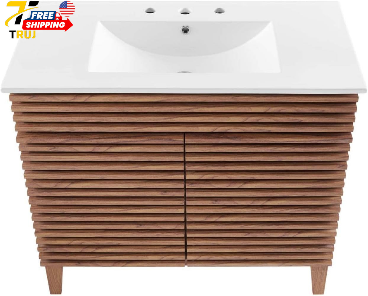 36″ Walnut and White Bathroom Vanity Stylish and Functional Design FREE SHIPPING