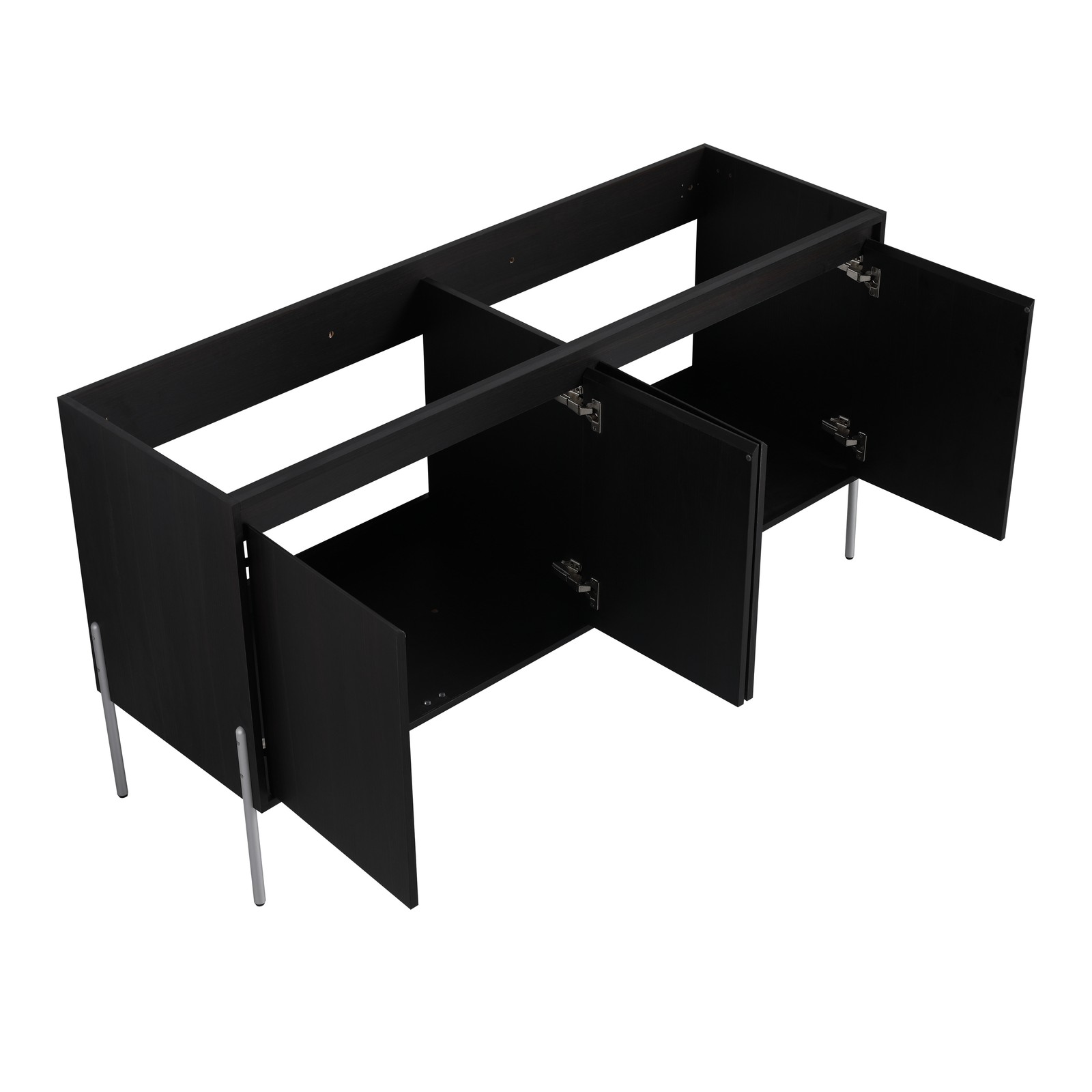 60 Inch Freestanding Bathroom Vanity Storage Cabinet Dark Oak Modern