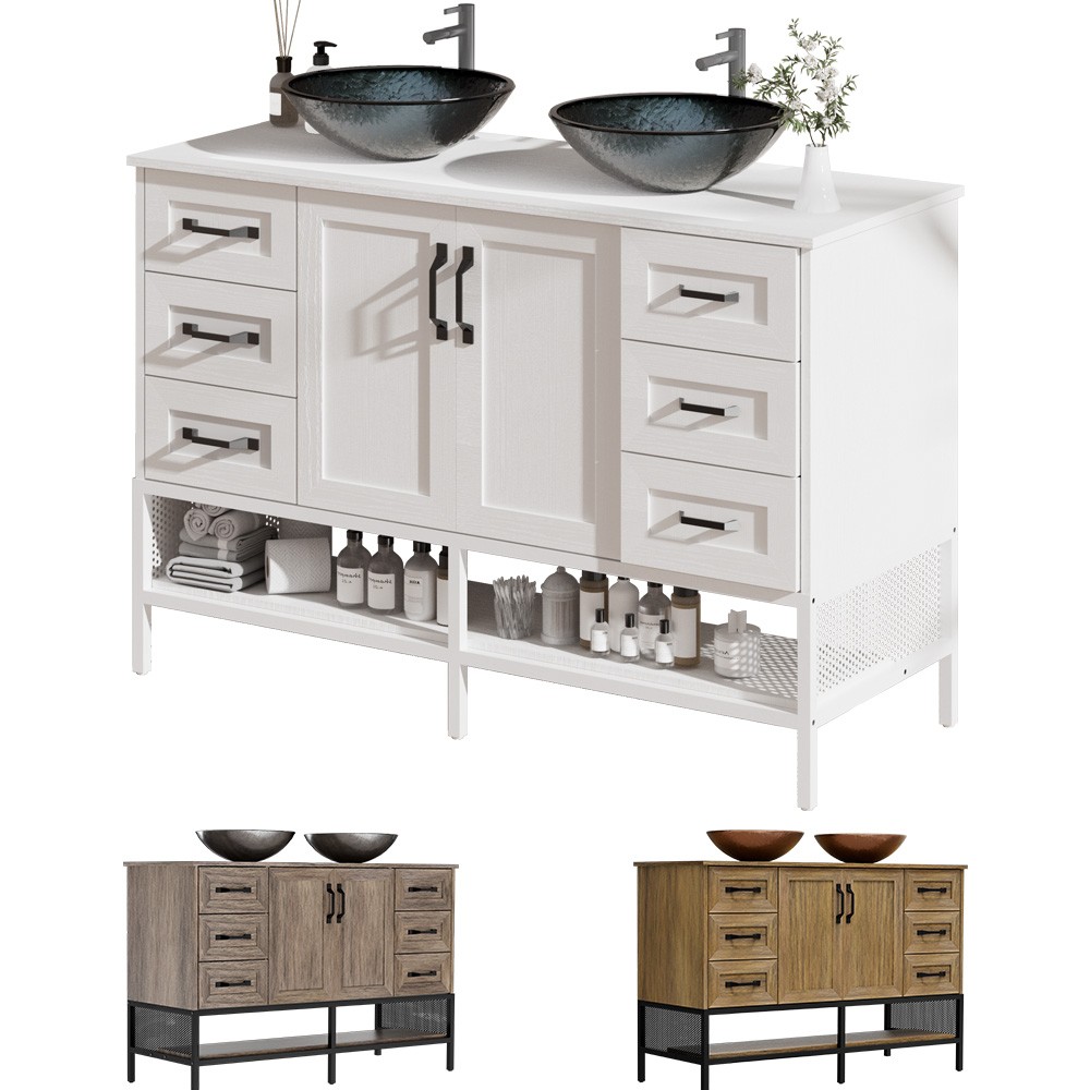 24″/36″/48″ Bathroom Vanity w/Sink Freestanding Cabinet Drawer White/Grey/Oak US