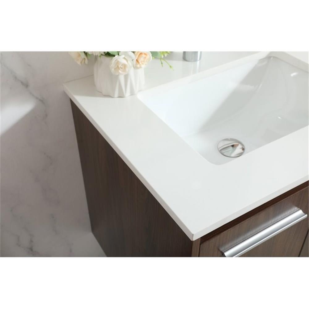 Elegant Decor Penn 24″ Aluminum Alloy MDF Single Bathroom Vanity in Walnut