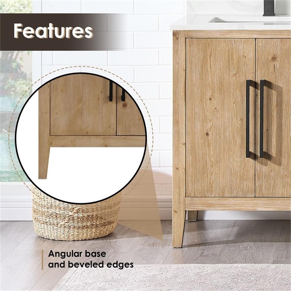 Laurel 60″ Wood Vanity Base in Weathered Fir without Top and Sink no Mirror