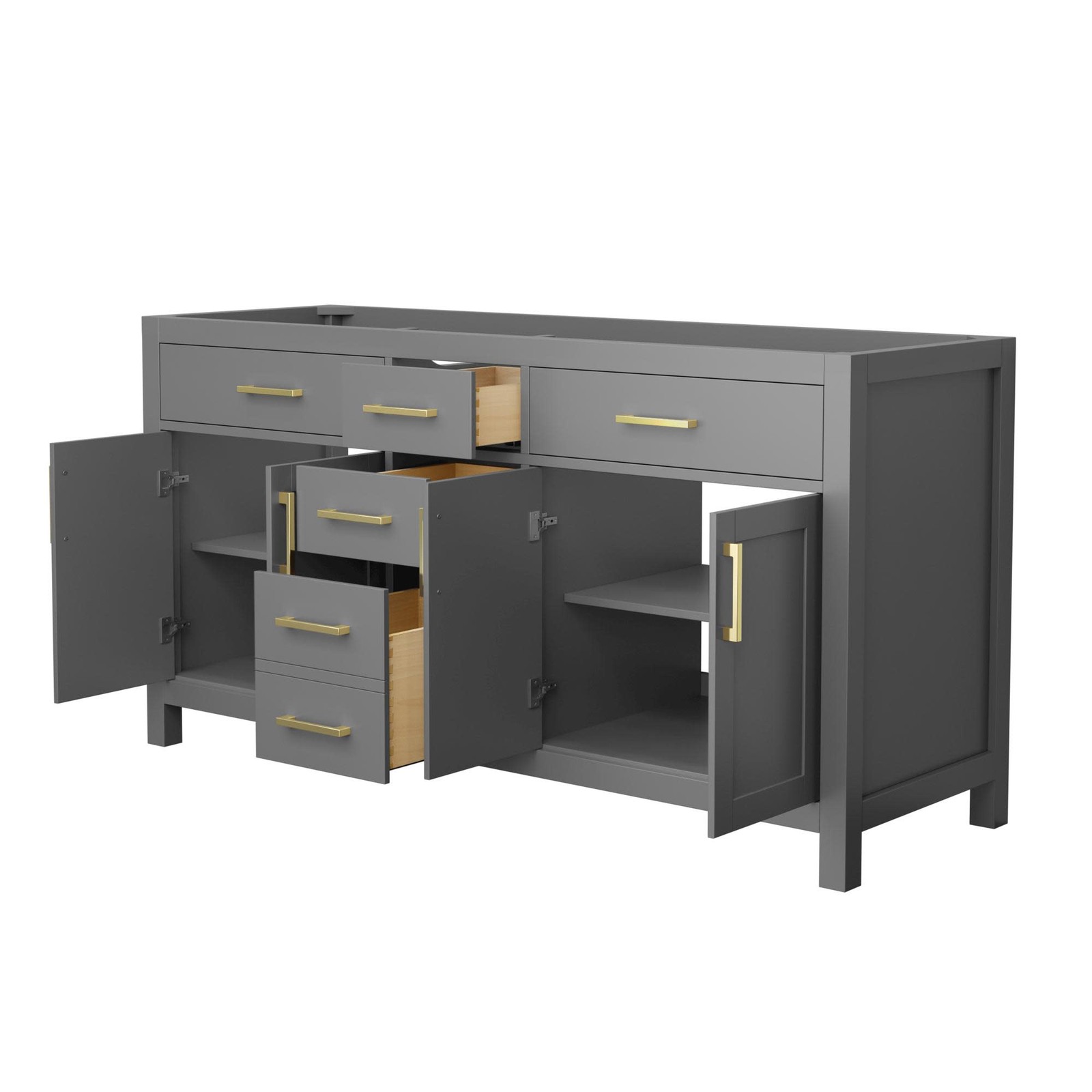 Wyndham Collection WCG242466D-CX-MXX Beckett 65″ Double – White / Brushed Gold