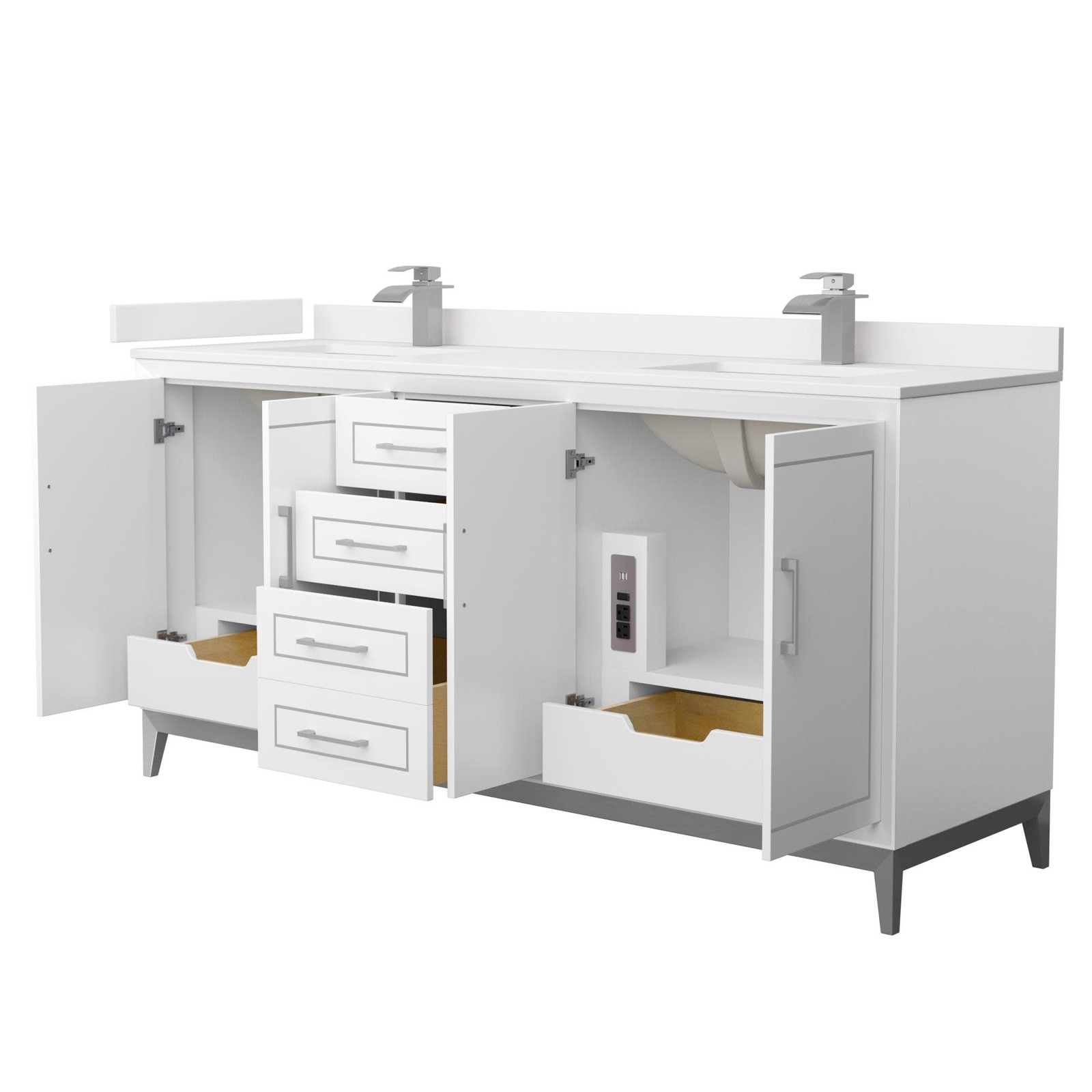 Wyndham Collection WCH515172D-VCA-UNSMXX Marlena 72″ – White / Carrara Cultured