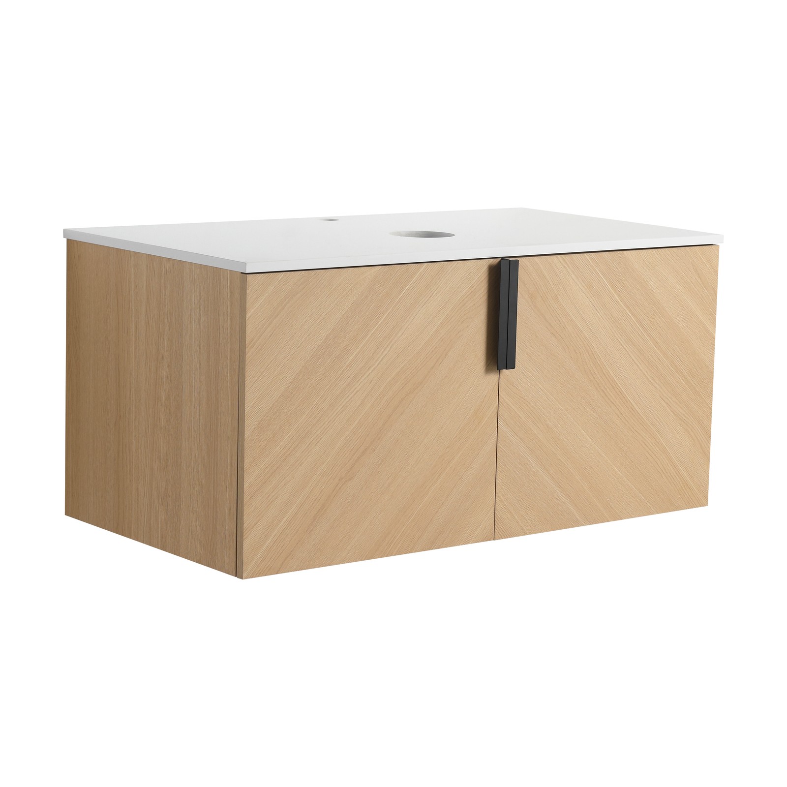 36″ Wall-Mounted Plywood Bathroom Vanity With Top Artificial Stone Slab 2 Doors