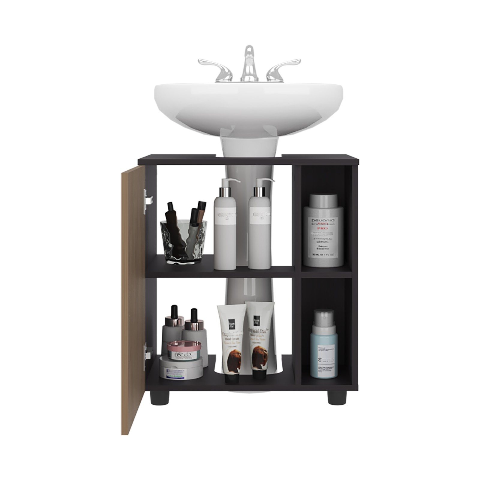 Under Sink Cabinet with Two Side Shelves, Double Doors, 22″ Freestanding