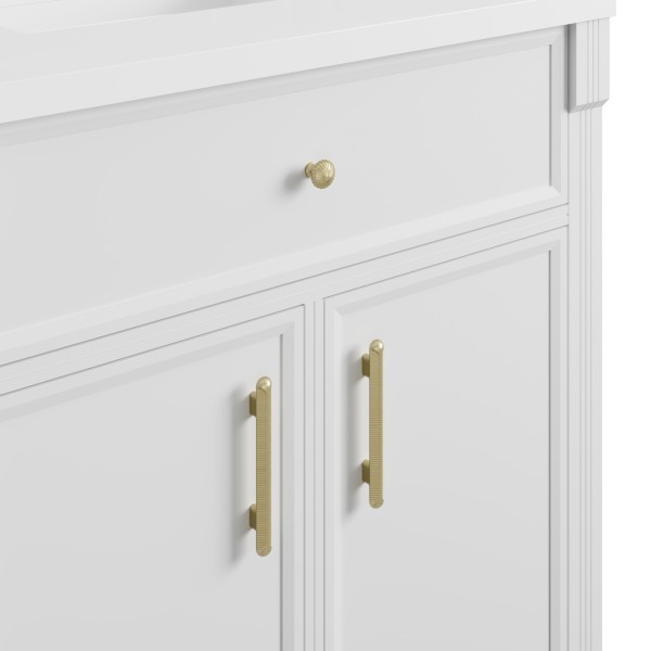 84″ James Martin Bellshire 660-VMC84-BW-1WZ Dual Vanity Cabinet White Zeus Top