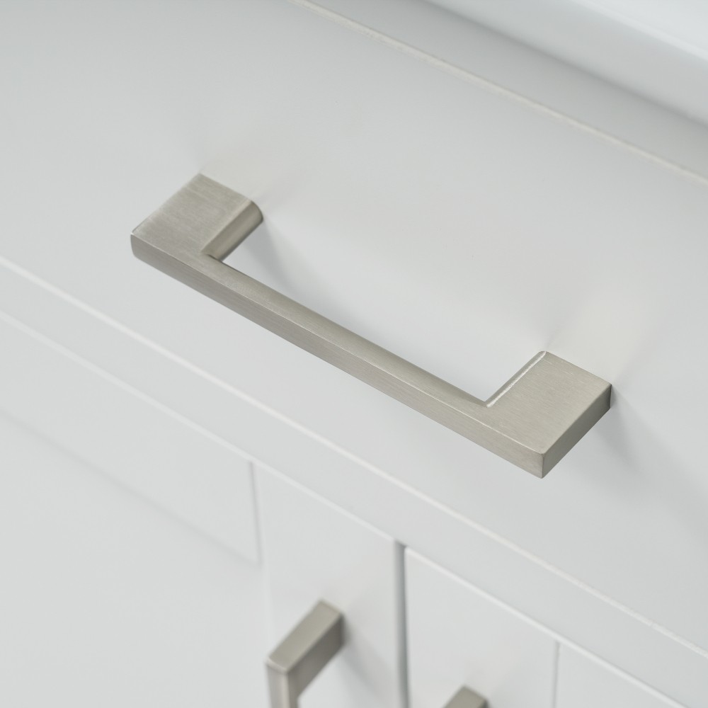 30″ Bathroom Vanity Ceramic Sink Soft Close 2 Door Drawer Silver Storage Cabinet