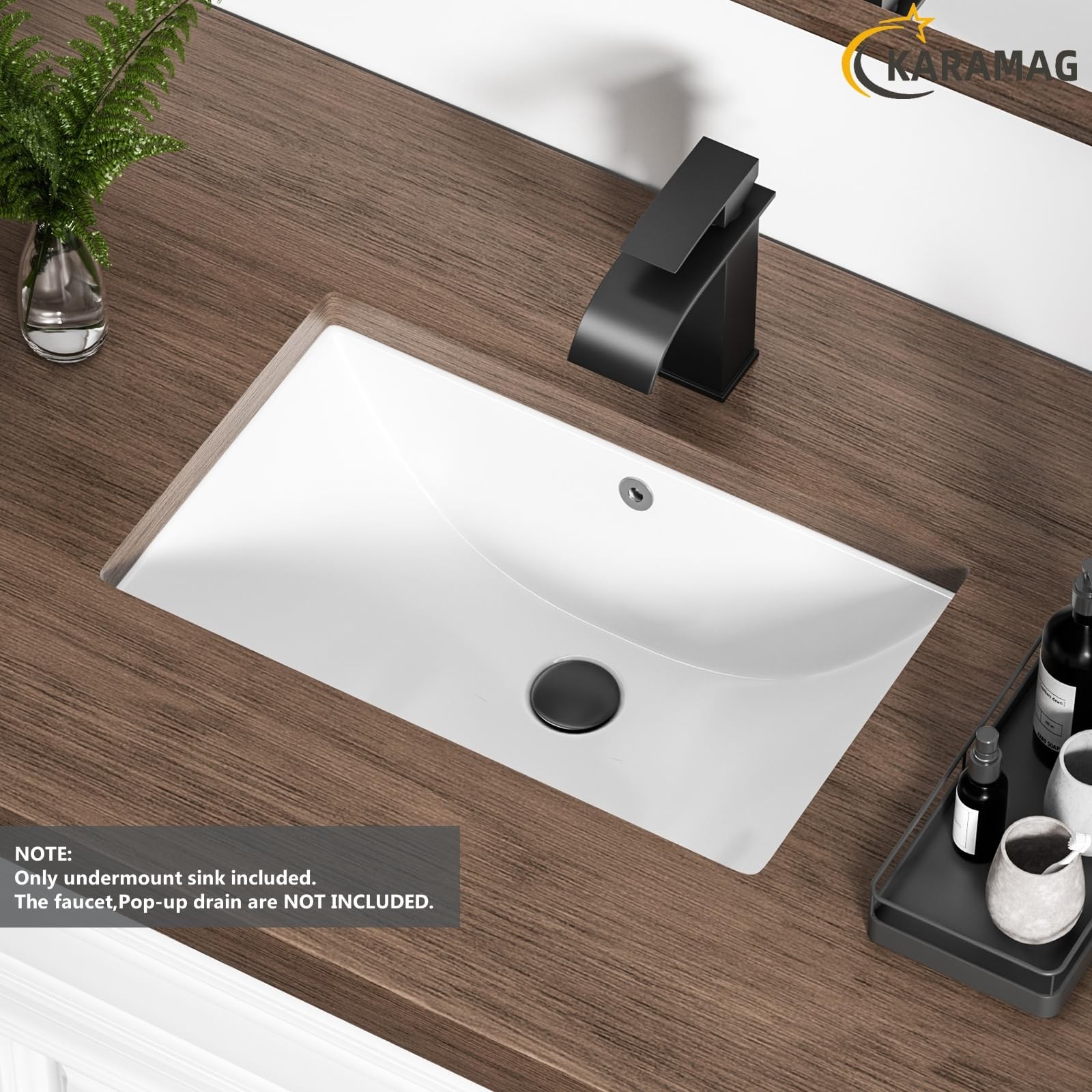 Undermount Bathroom Sink 18.7X11.9 Inch White Rectangular Porcelain Ceramic V…