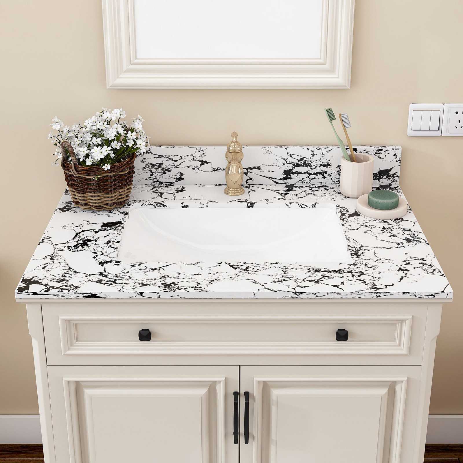 31″x22″ Bathroom Vanity Top with Undermount Sink & Backsplash