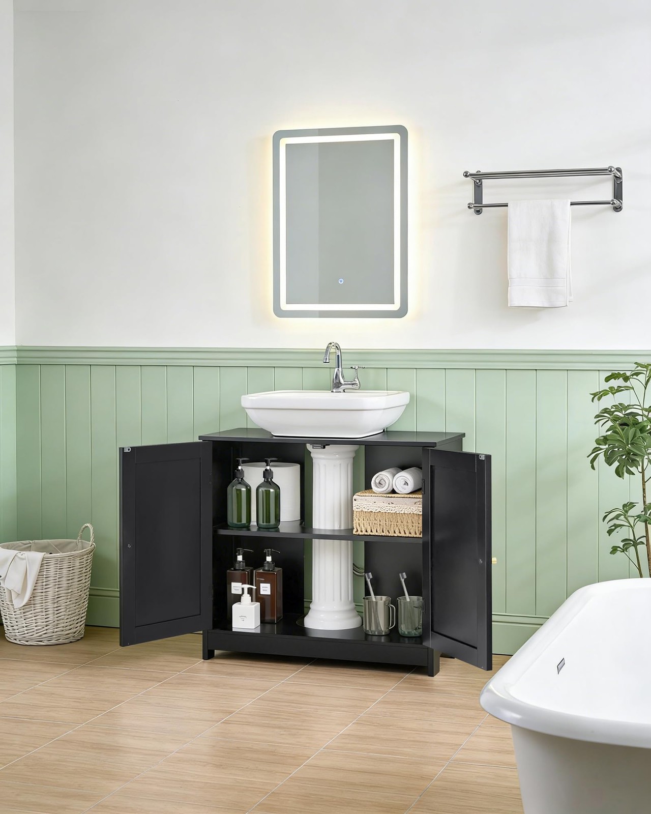 Bathroom Vanity Sink Cabinet, Under Sink Storage Cabinet with 2 Fluted Doors …