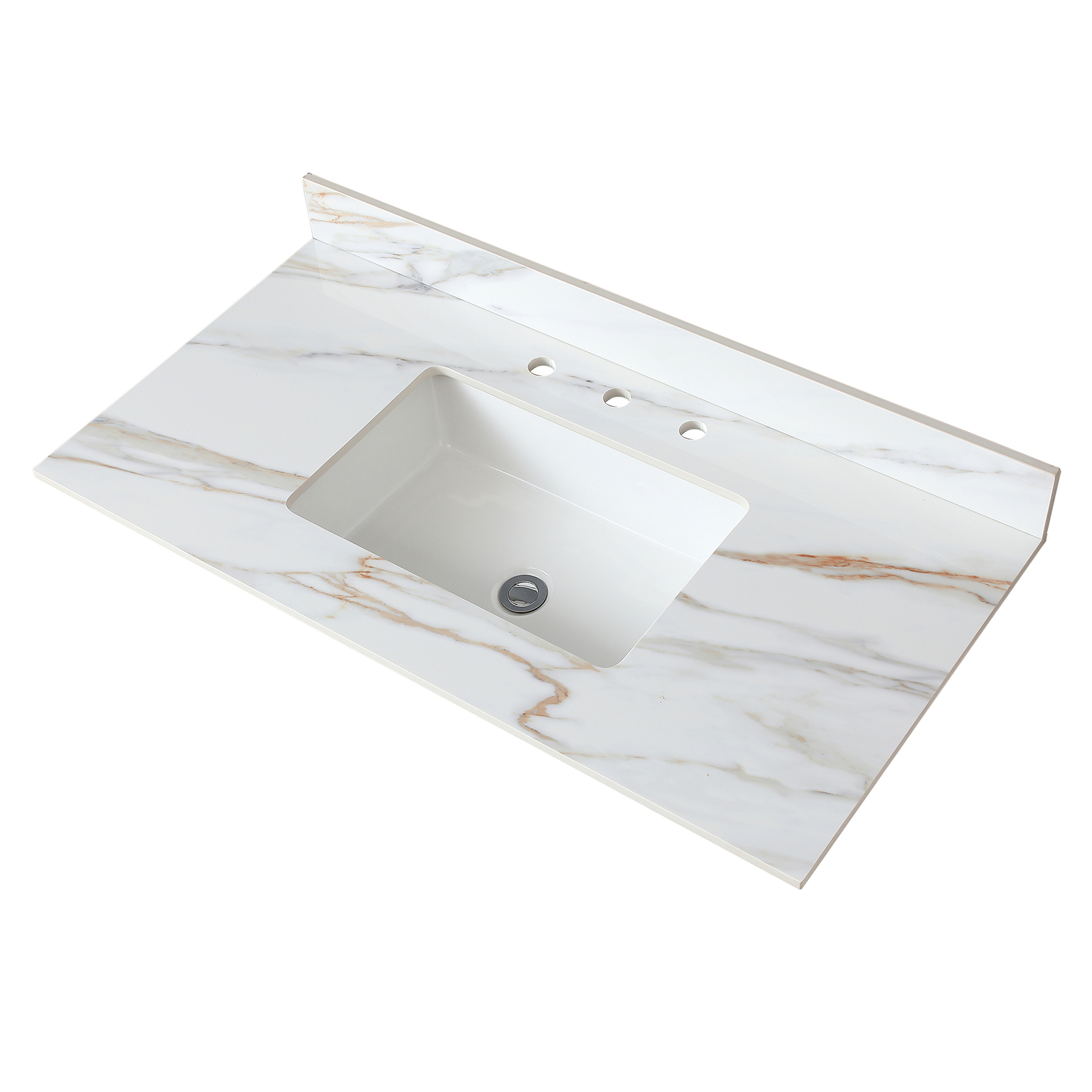 43 Inch Marble Vanity Top Sintered Stone Undermount Rectangular Sink +3 Hole