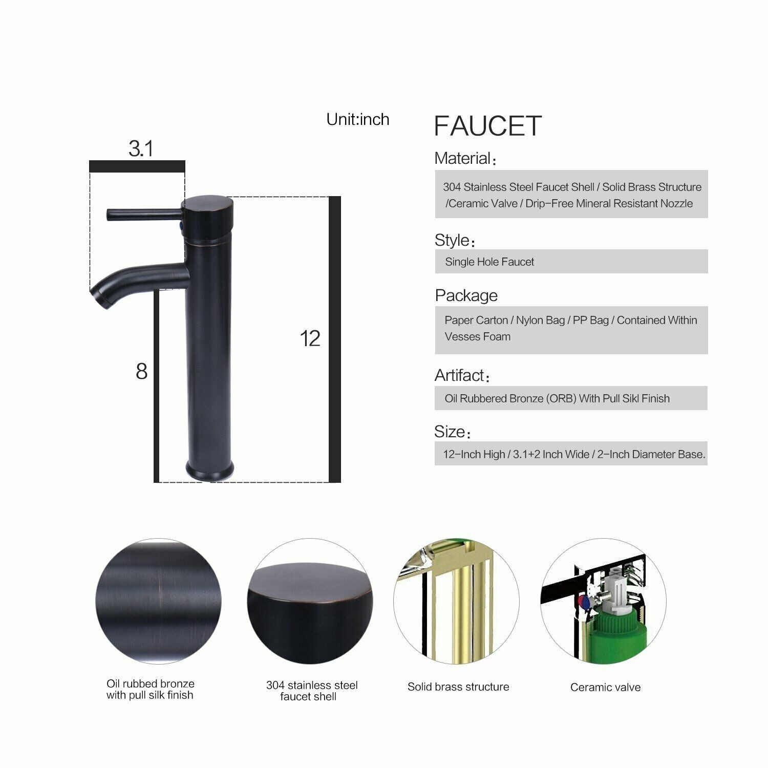 28″ Floating Bathroom Vanity Set Tempered Glass Vessel Sink Wall Mounted Cabinet