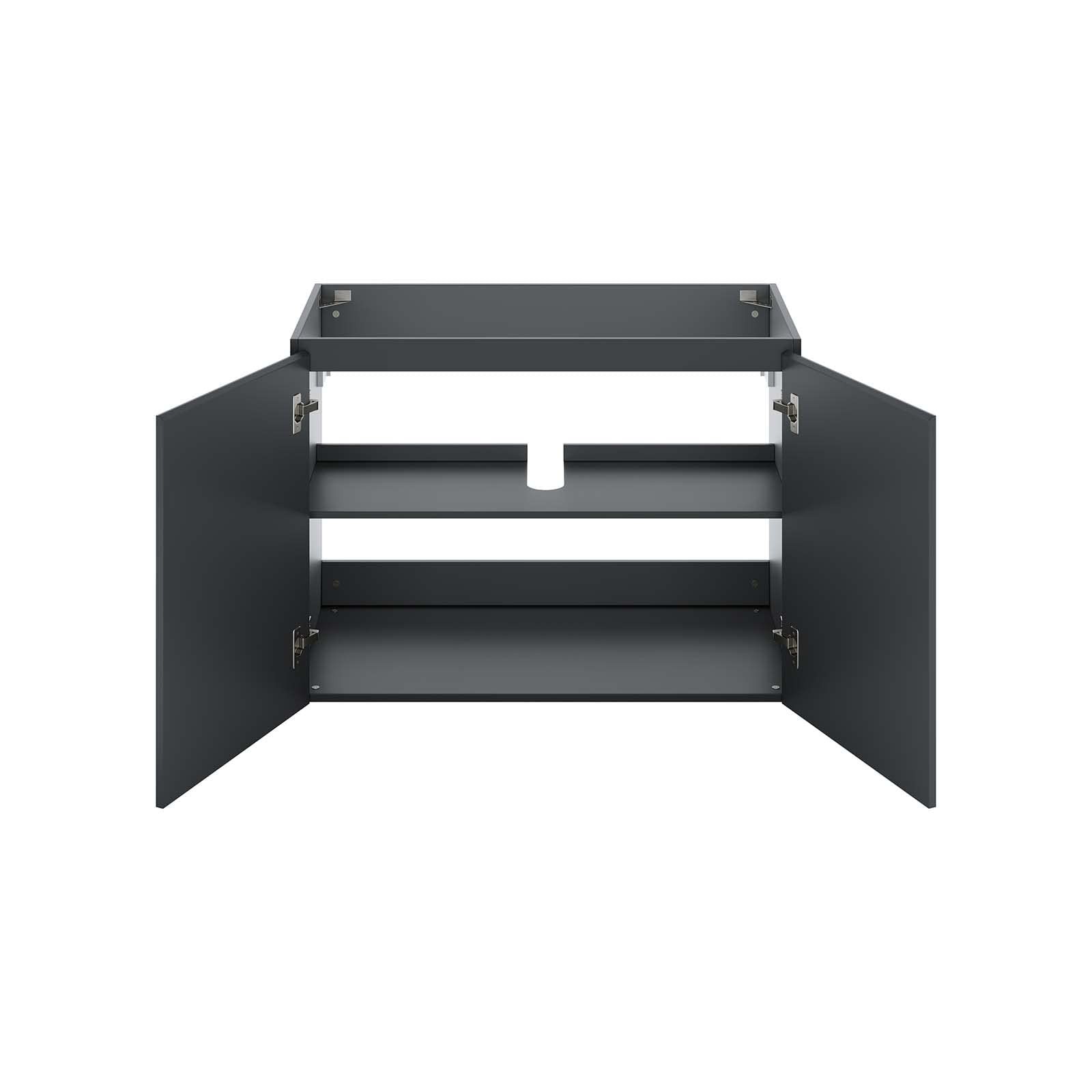 Modway Vitality 35″ Plastic and Wood Wall-Mount Bathroom Vanity in Gray