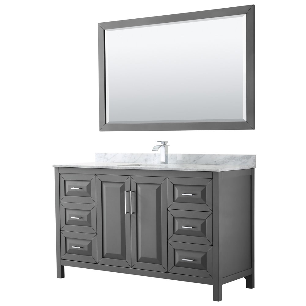 Wyndham Collection WCV252560SUNSM58 Daria 60″ – Dark Gray / White Carrara Marble
