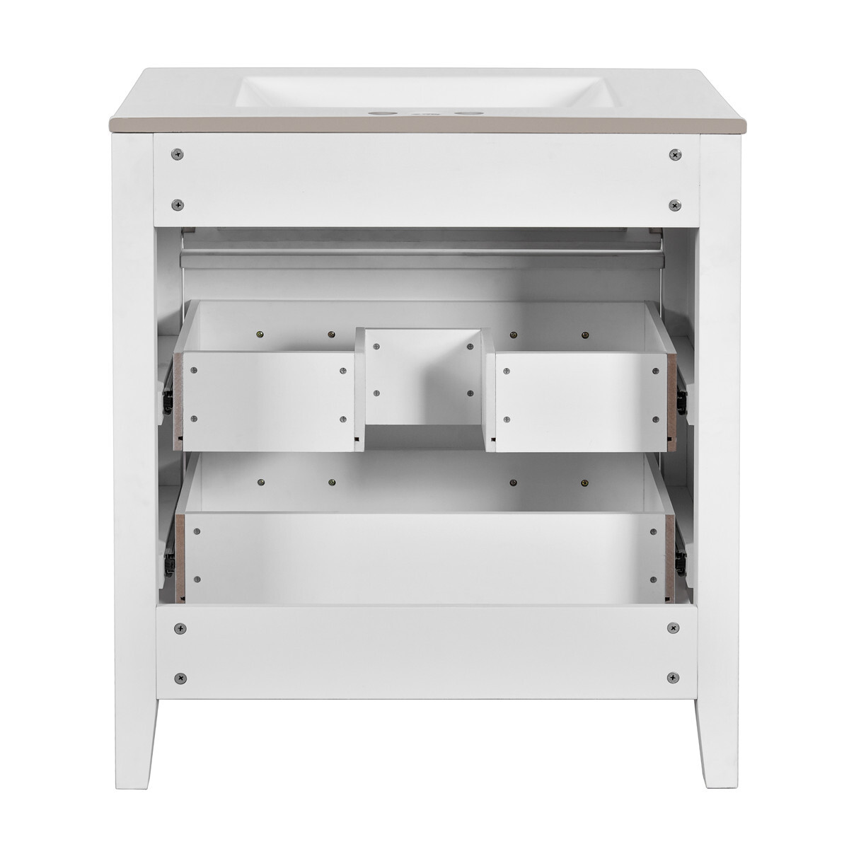 30″ Bathroom Vanity with Basin Sink, 3 Drawers, Freestanding Bath Vanity Cabinet