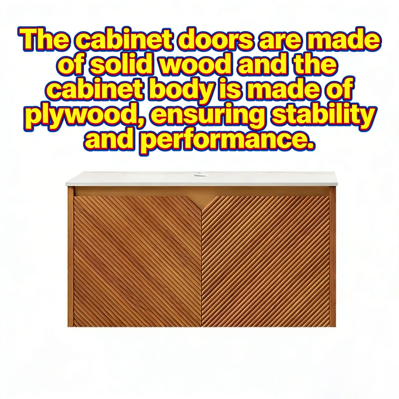 Wall-mounted bathroom cabinet Plywood cabinet body W sintered stone countertop