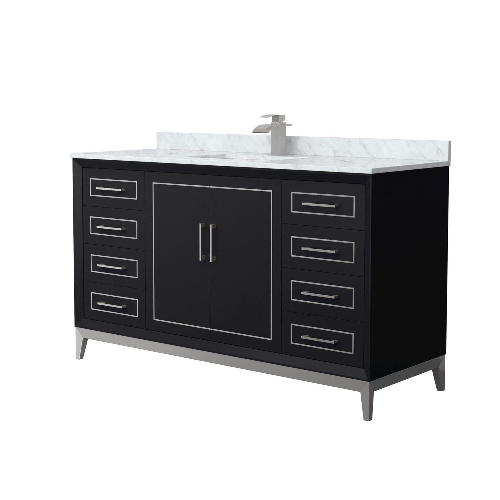 Wyndham Collection WCH515160S-NAT-UNSMXX Marlena 60″ – Black / Brushed Nickel