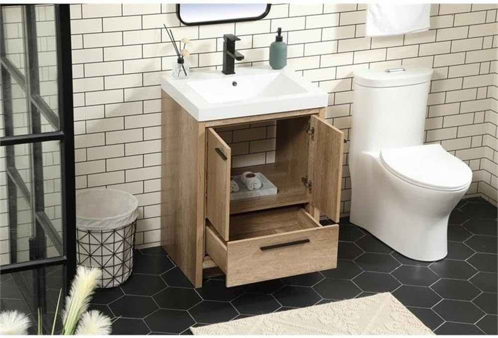 Elegant Decor – VF46024NT – 24 Single Bathroom Vanity in Natural Oak