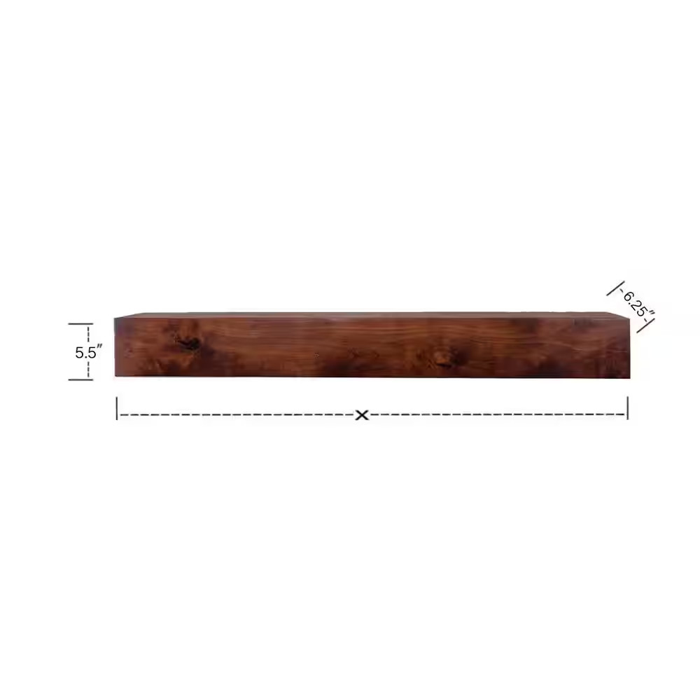 48 In. W X 5.5 In. H X 6.25 In. D Modern Farmhouse Dark Chocolate Cap-Shelf Mant