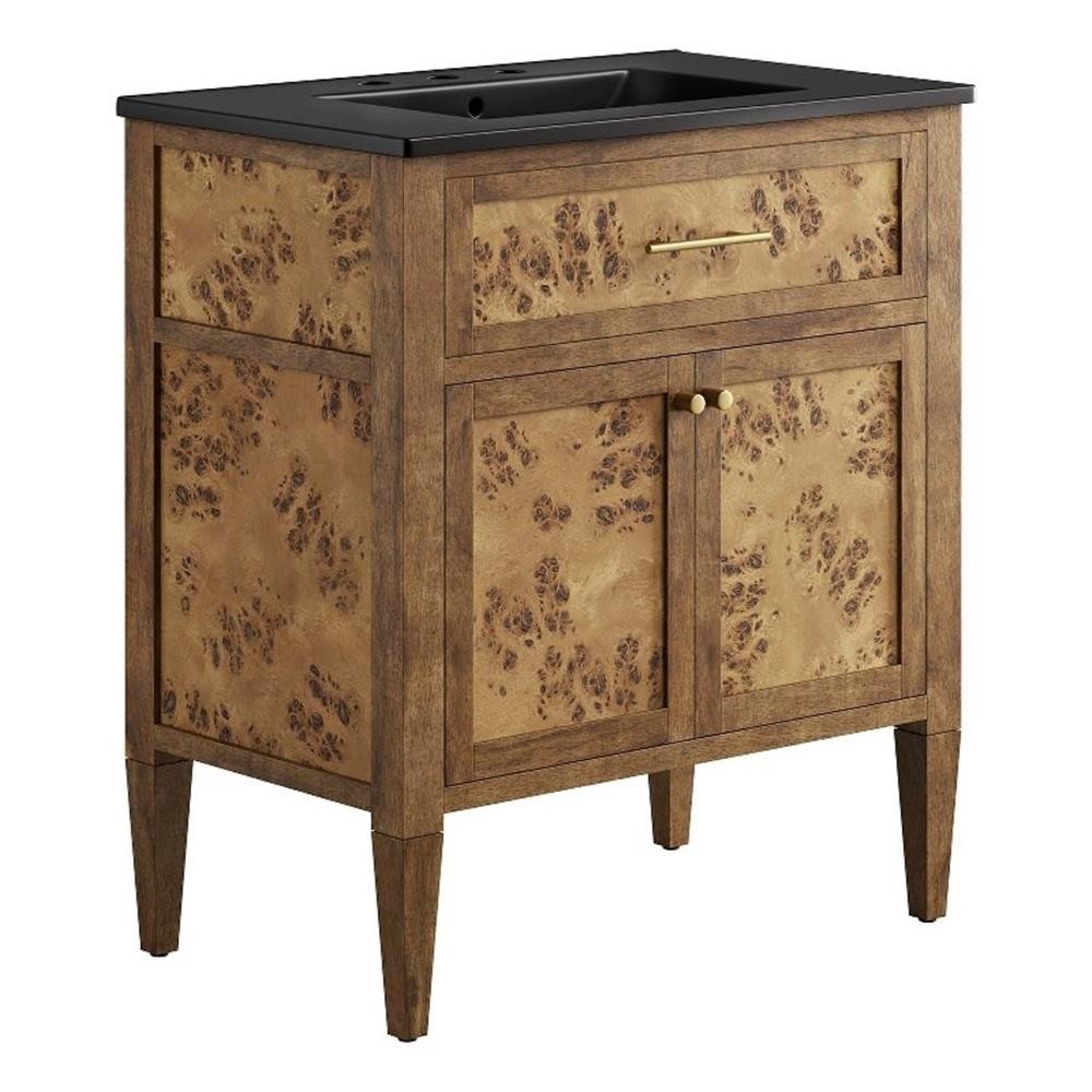 Modway Elysian 30″ Modern Wood Bathroom Vanity in Black and Brown