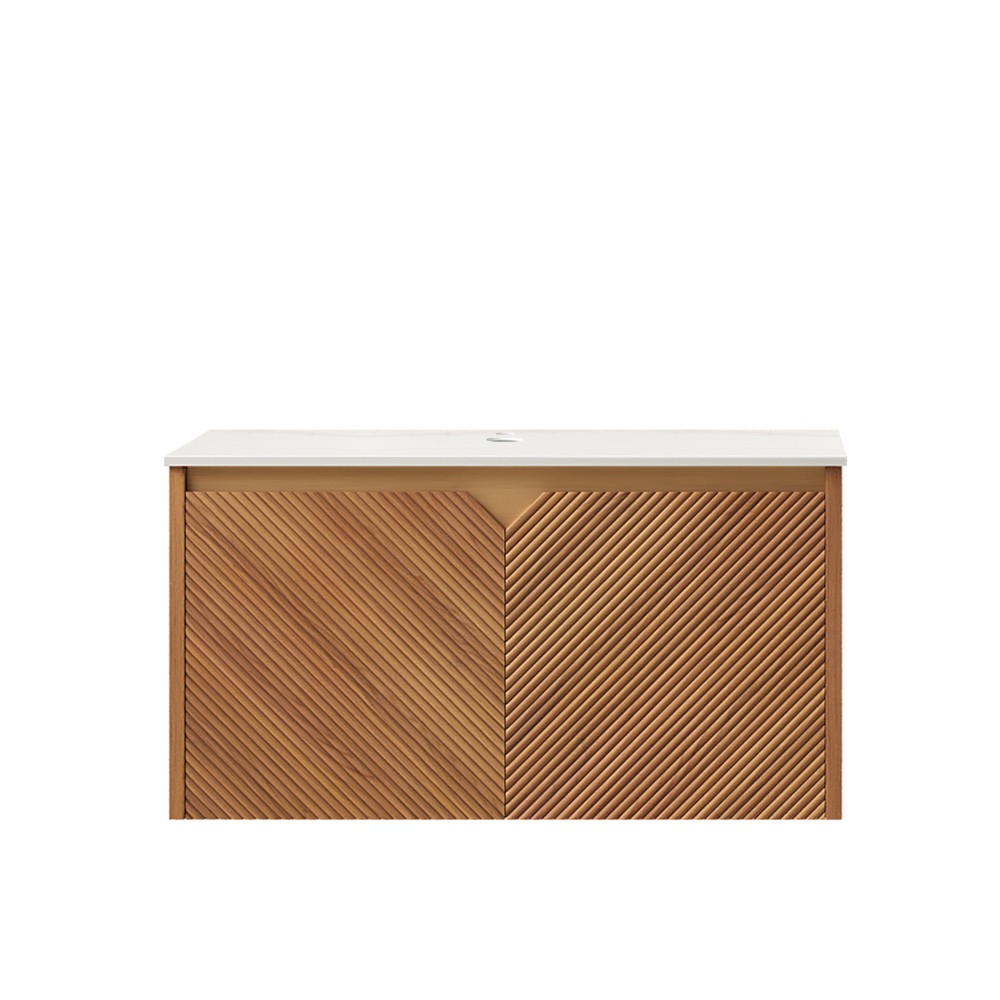 Wall-mounted bathroom cabinet Plywood cabinet body W sintered stone countertop