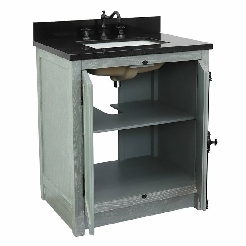Plantation 31″ Solid Wood Single Rectangle Sink Vanity in Gray Ash/Black