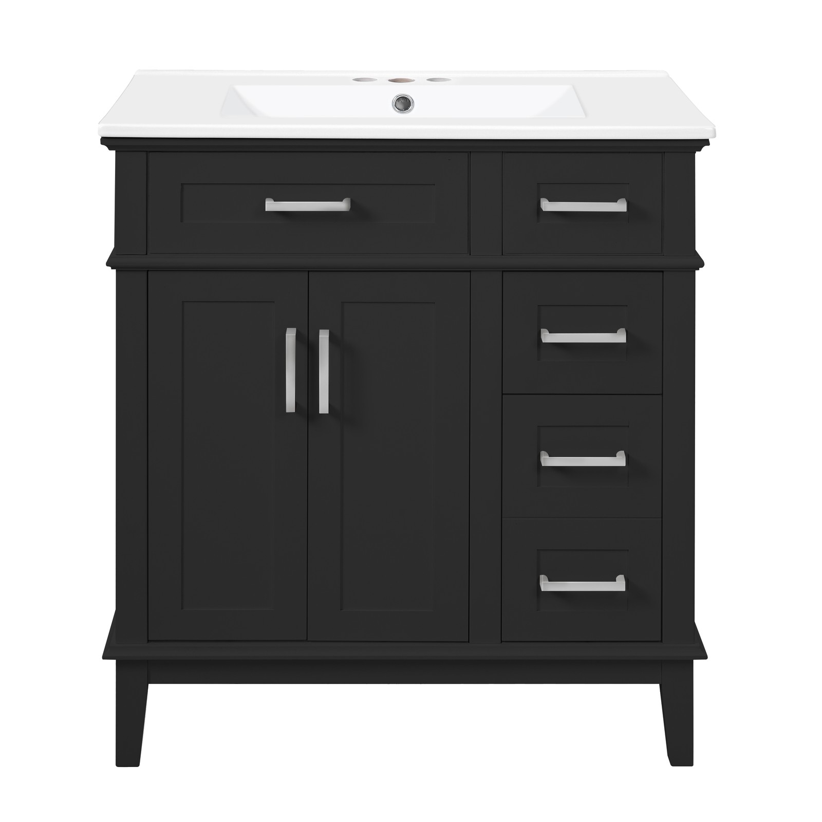 30″ Bathroom Vanity with Ceramic Sink, Soft-Close Doors & Drawers