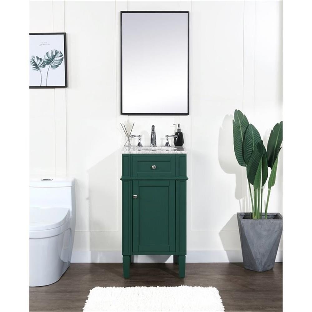 Elegant Decor Park Avenue 18″ Metal MDF Marble Single Bathroom Vanity in Green