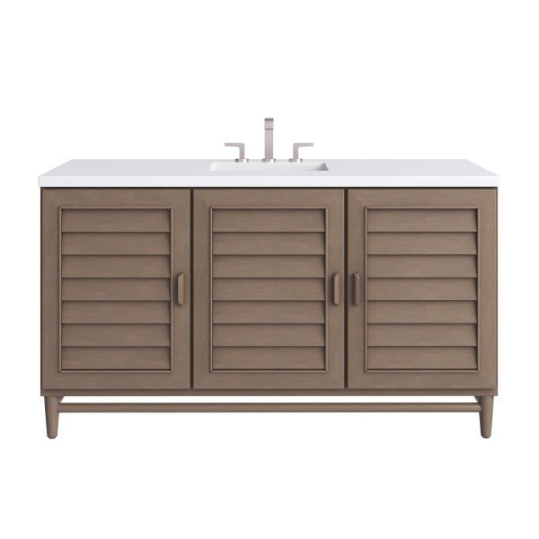 60″ James Martin Portland 620-V60S-WW-3WZ Vanity Cabinet White Zeus Top