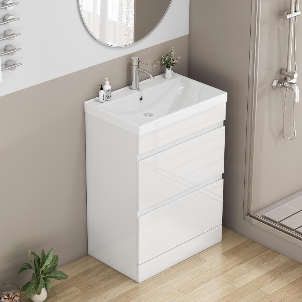 24-Inch Bathroom Vanity With Sink Combo , 2 Doors Bathroom Cabinet, With Shelf