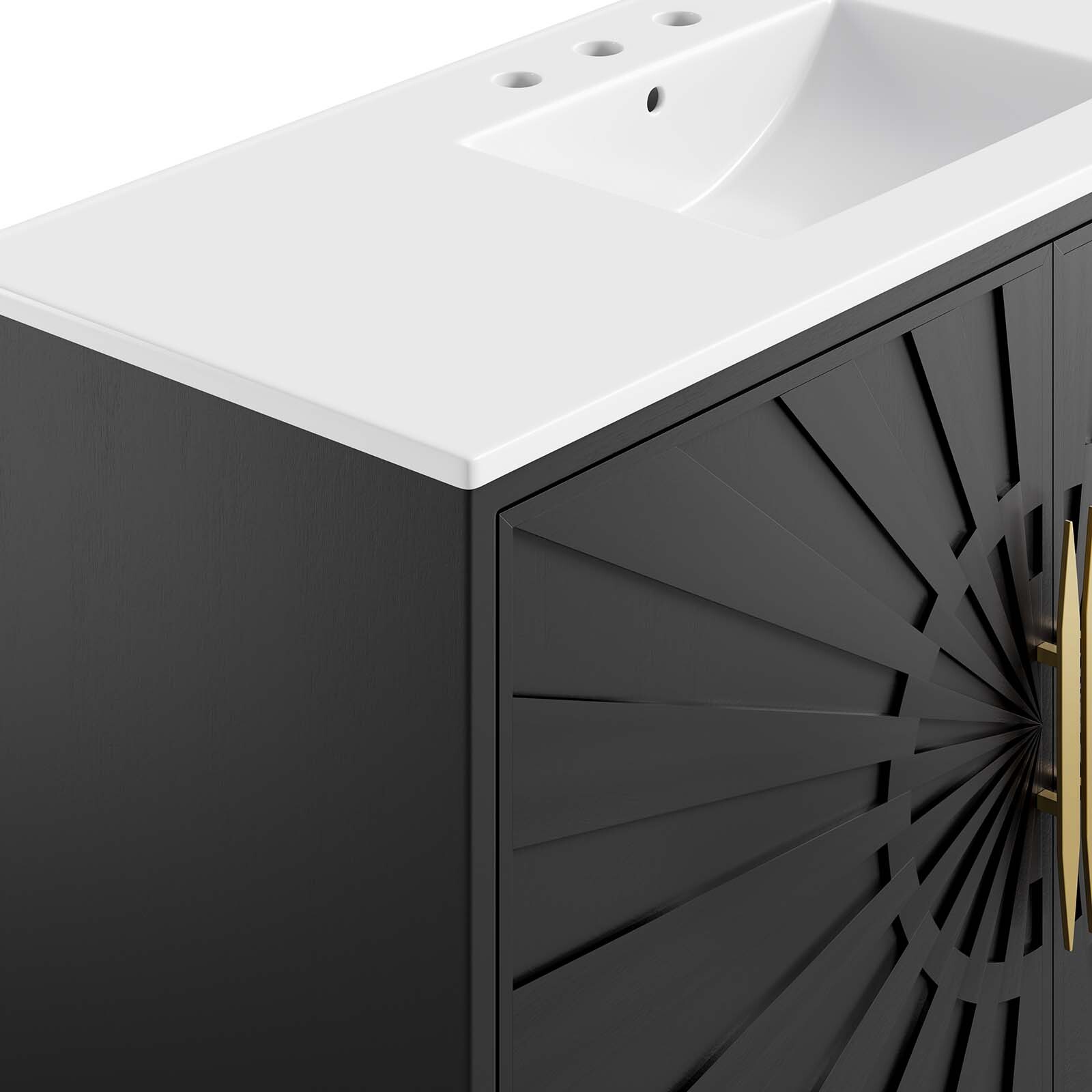 Modway Awaken 48″ Bathroom Vanity Cabinet in White Black With Ceramic Sink Basin