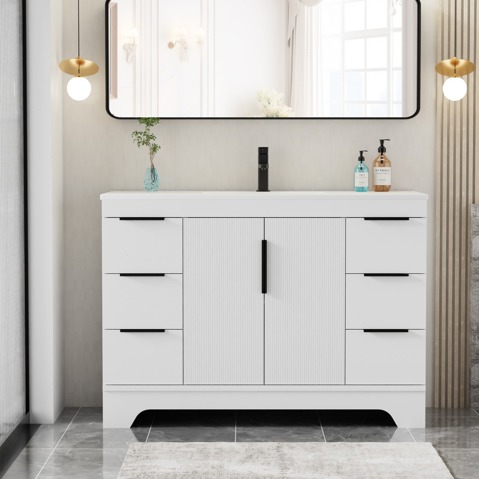 48″/60” Bathroom Vanity With Resin Sink Top