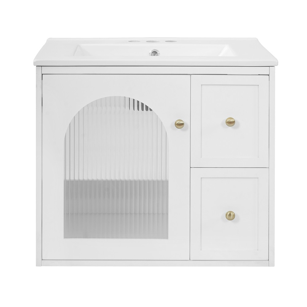 24″ Bathroom Vanity Set Wall Mounted for Small Space, Bathroom Cabinet
